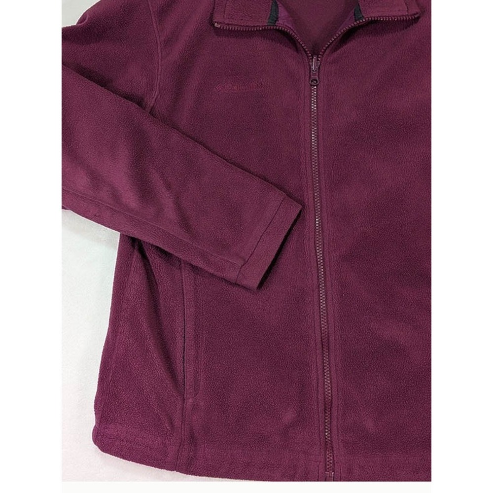 Columbia Full Zip Fleece Jacket Womens M Pink Cabincore Granola Girl Athleisure - Picture 3 of 11